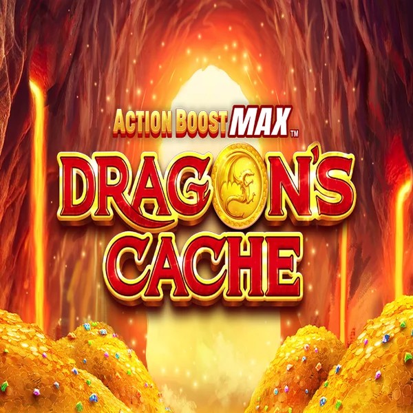 Action Boost Max Dragon's Cache slot logo by SpinPlay Games at Spinit Casino