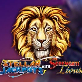 Stellar Jackpots with Serengeti Lions online game logo by Lightning Box Game on spinit-casinos.es